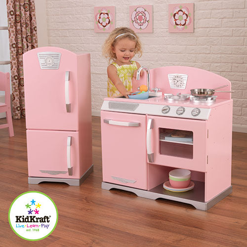 Pink Retro Kitchen and Refrigerator