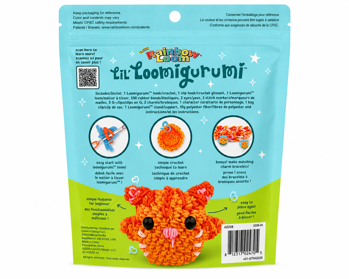 Rainbow Loom Lil’ Loomigurumi Oregano the Orange Cat Beginner Crochet Kit