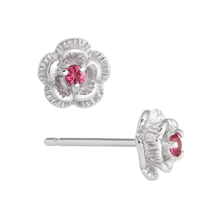 3D Flower Cz Stud Earrings Ss