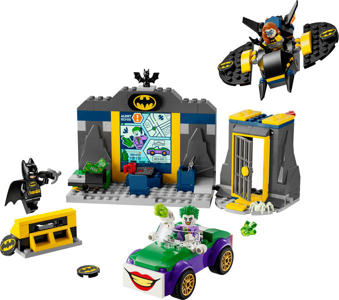 THE BATCAVE WITH BATMAN, BATGIRL AND THE JOKER