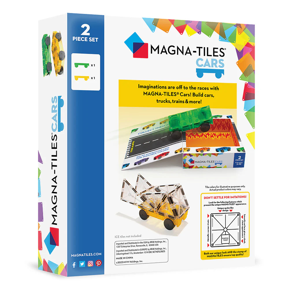 MAGNA-TILES® Cars 2-Piece Expansion Set: Green & Yellow