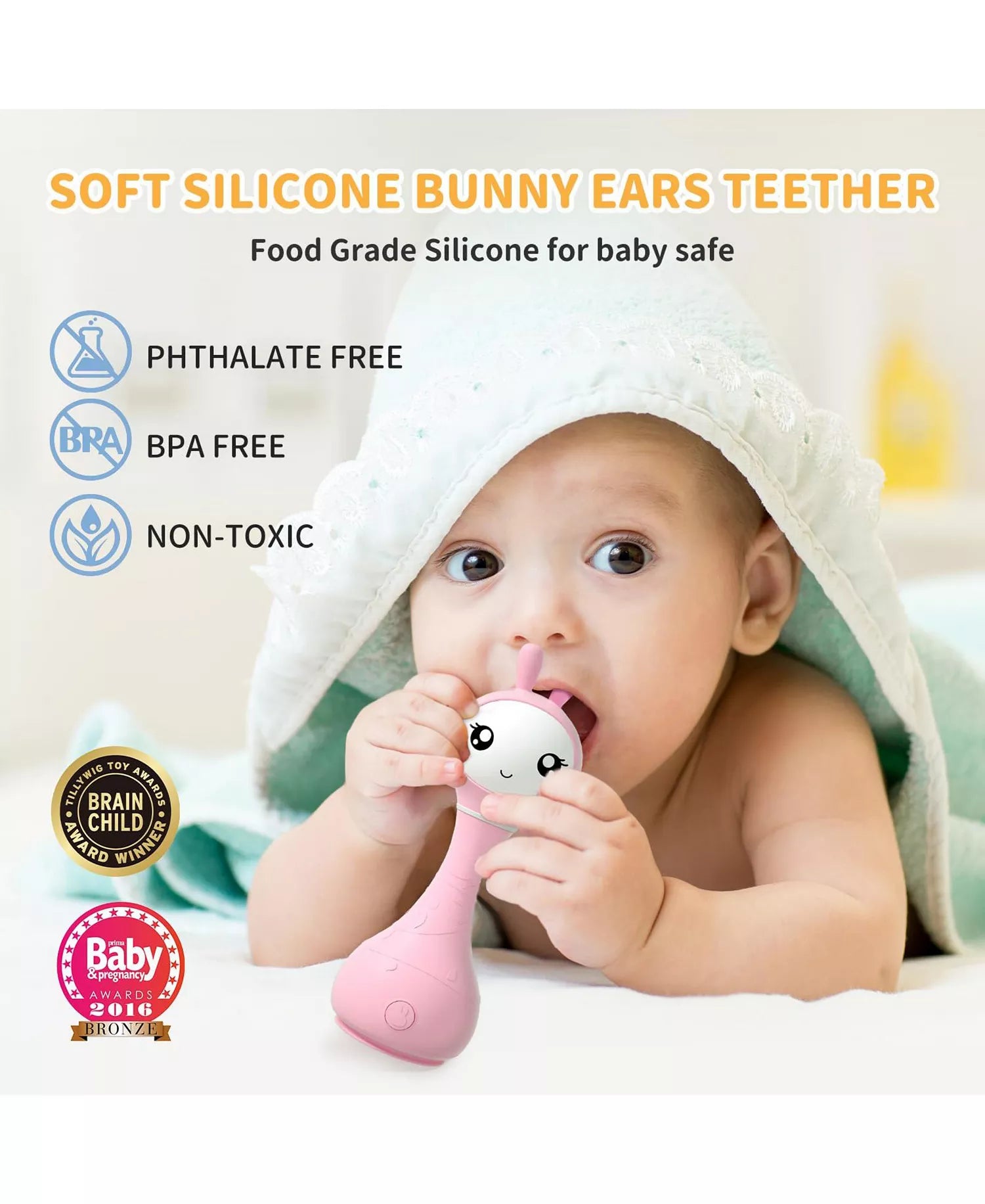 Smarty Bunny - Musical Light Up Rattle Pink