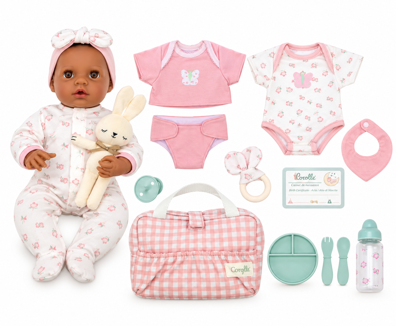 Bonbebé® 15.5” Weighted Reborn Baby Doll with Real Heartbeat, 16-Piece Gift Set (Pink, African American)