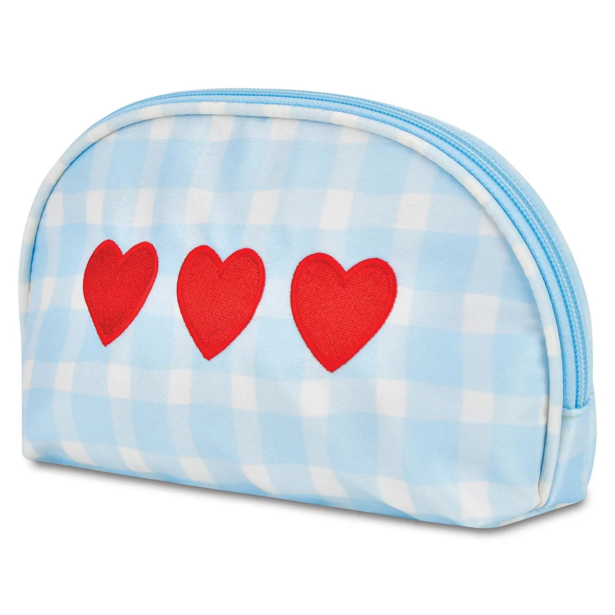 Gingham Hearts Oval Cosmetic Bag