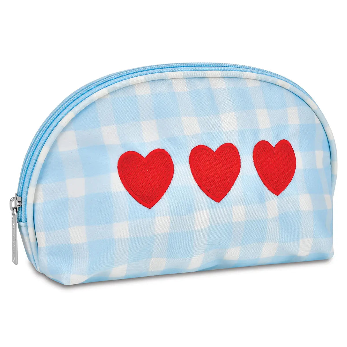 Gingham Hearts Oval Cosmetic Bag