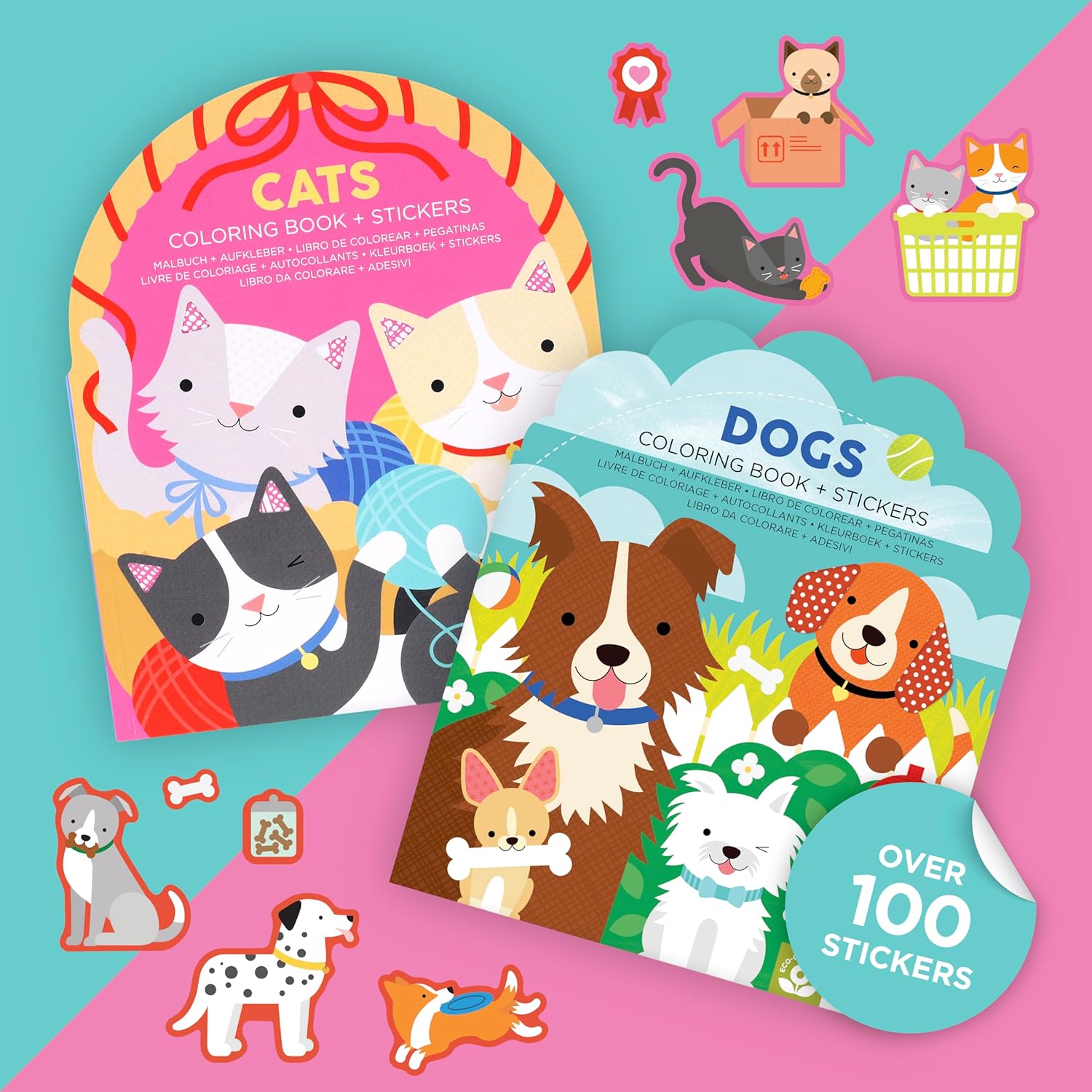 Dogs Coloring Book + Stickers