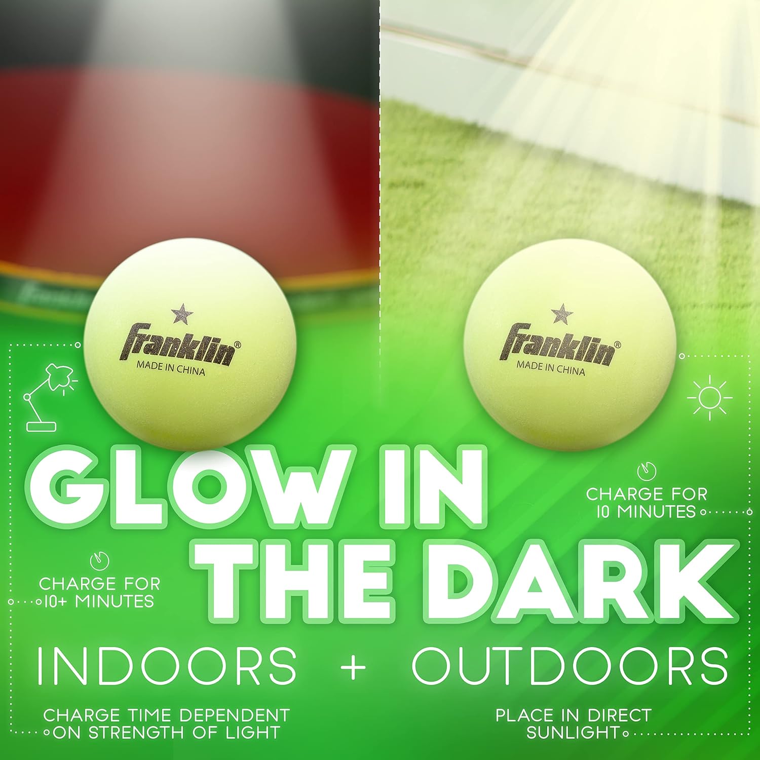 40mm 1 Star Glow Table Tennis Balls