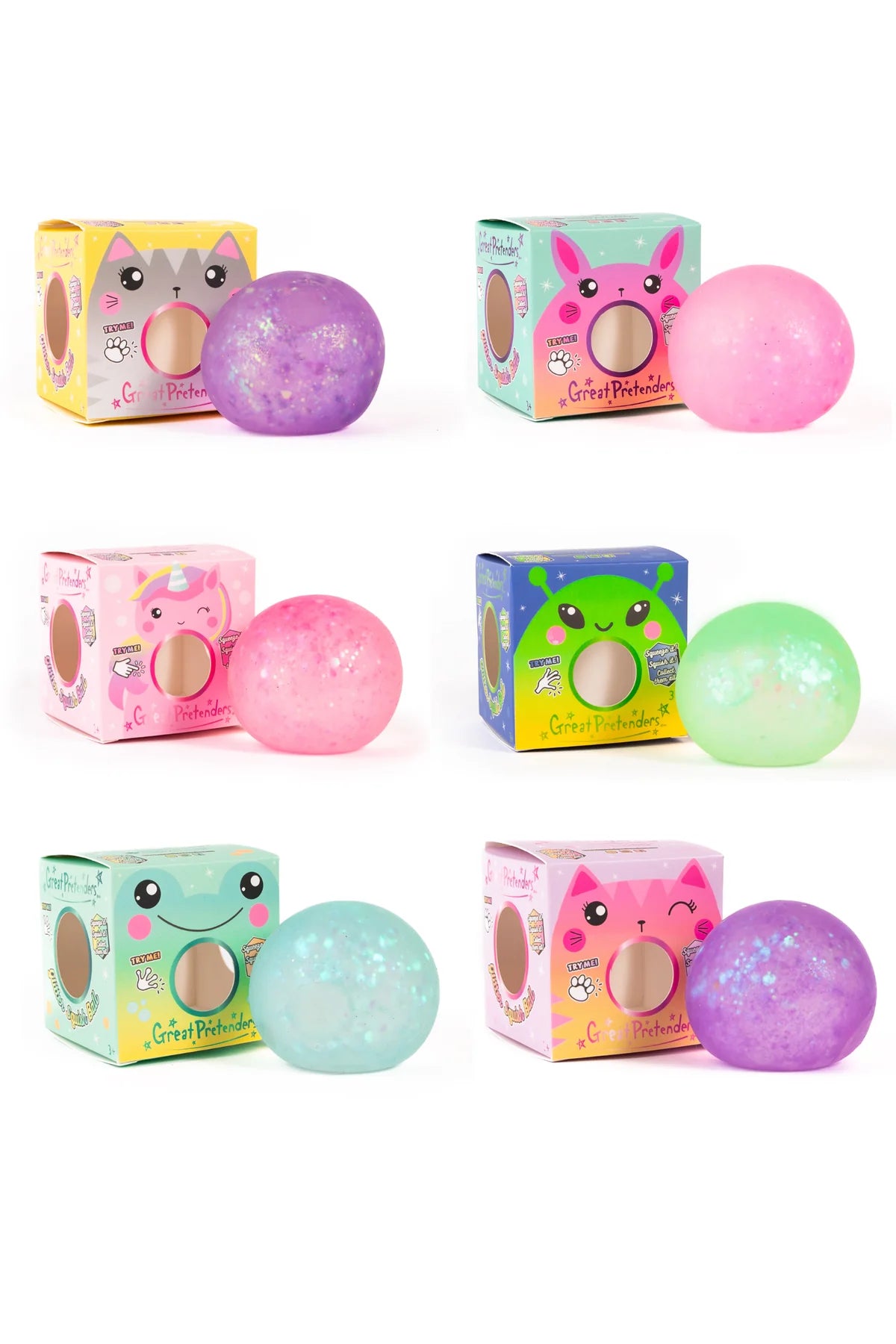 Glitterally Amazing Squishy Balls - Assorted Colors