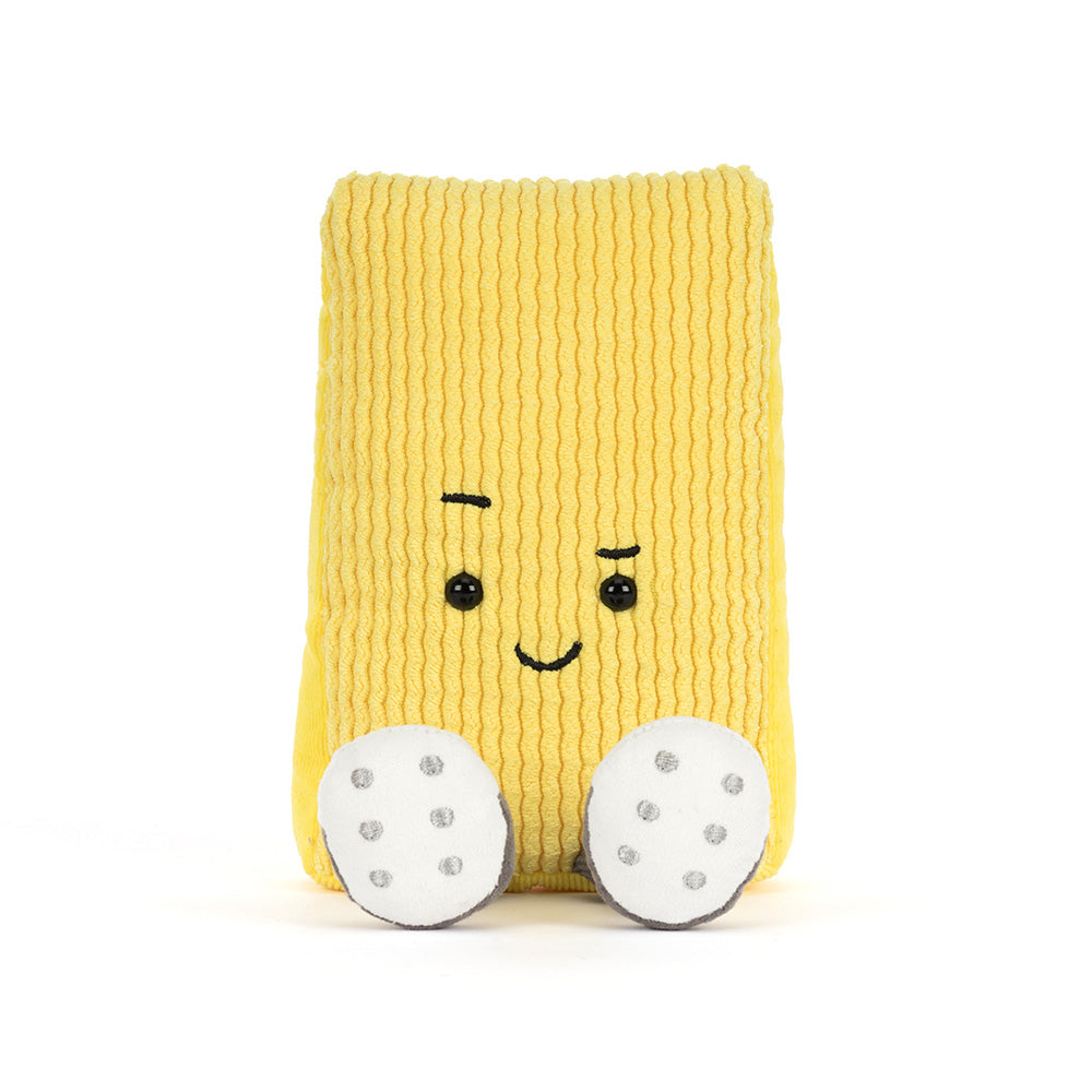 Jellycat Warni Yellow Card plush — close up of face