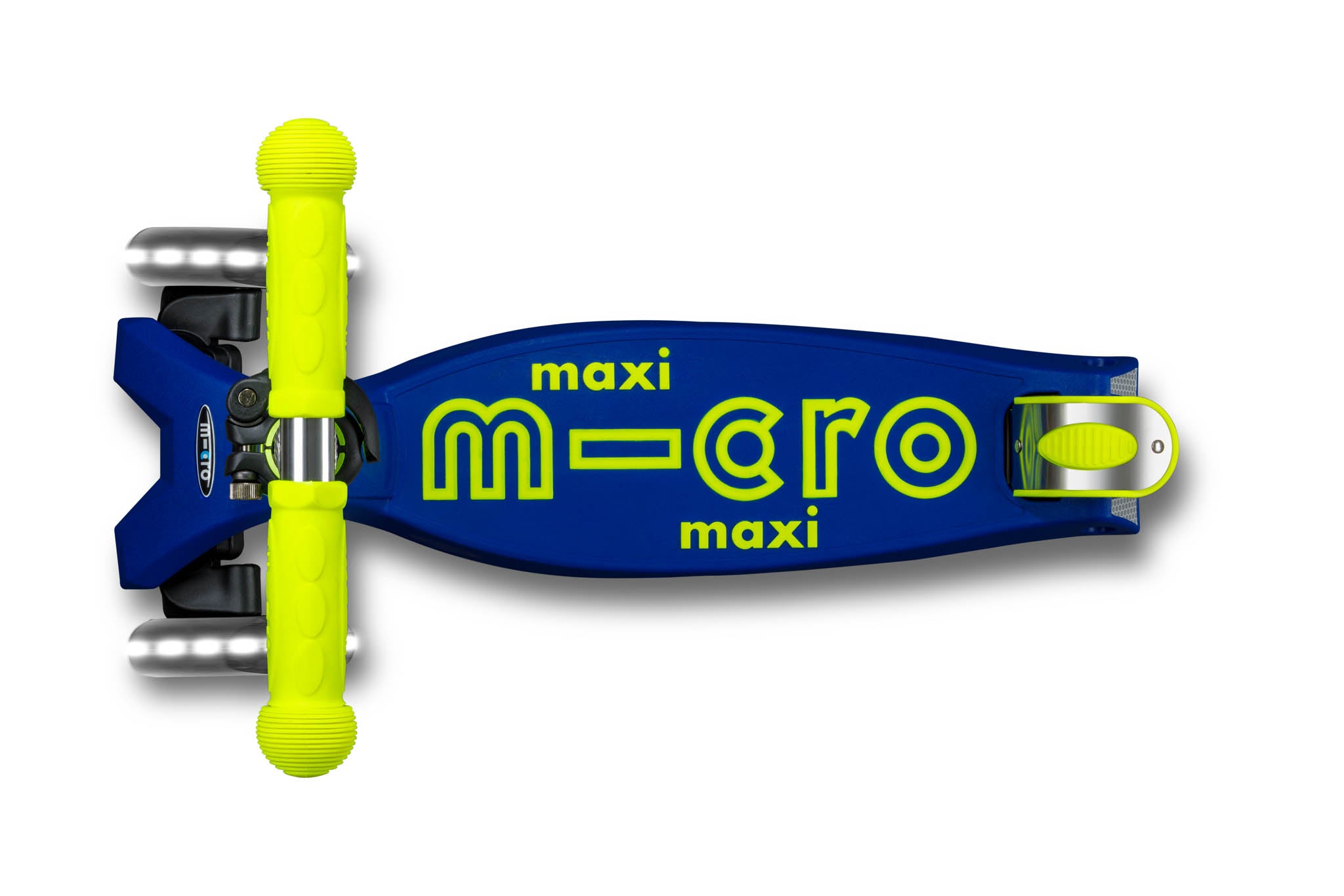 Micro Kickboard Maxi Deluxe Foldable LED Scooter - Neon Canary Yellow/Blue