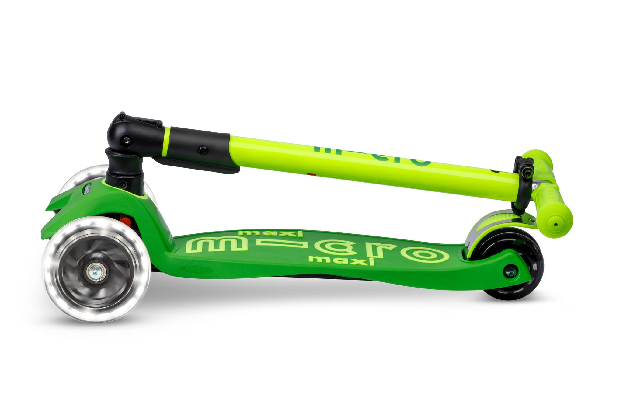 Micro Kickboard Maxi Deluxe Foldable LED Scooter - Neon Parrot Green