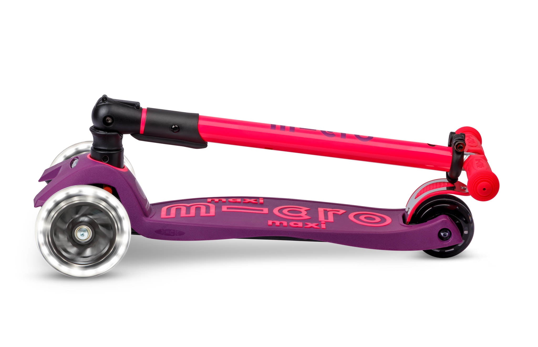 Micro Kickboard Maxi Deluxe Foldable LED Scooter - Neon Ultra Pink/Purple
