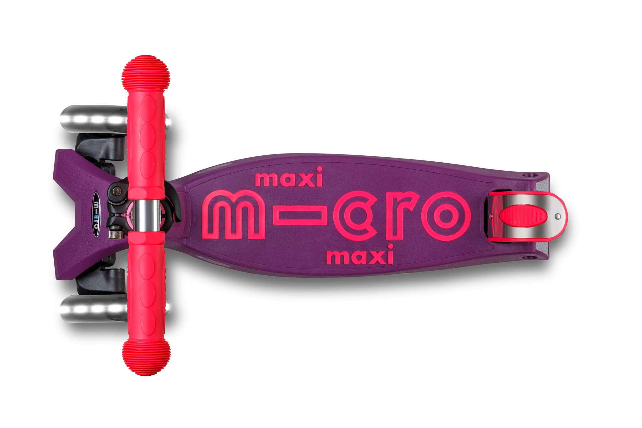 Micro Kickboard Maxi Deluxe Foldable LED Scooter - Neon Ultra Pink/Purple