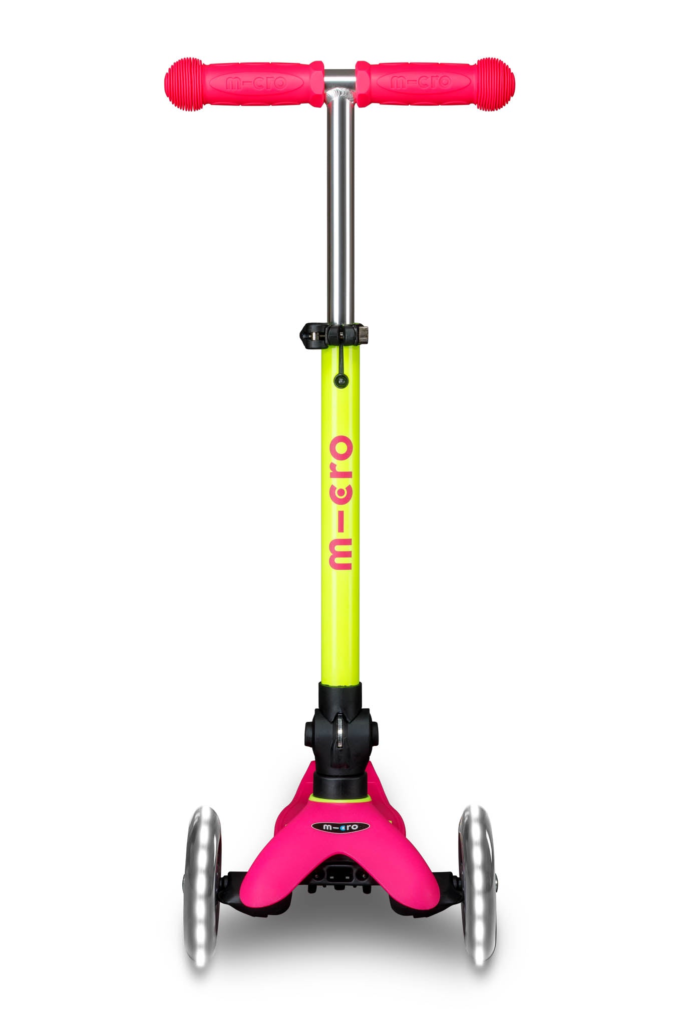 Micro Kickboard Mini Deluxe Foldable LED Scooter Neon Pink/Yellow