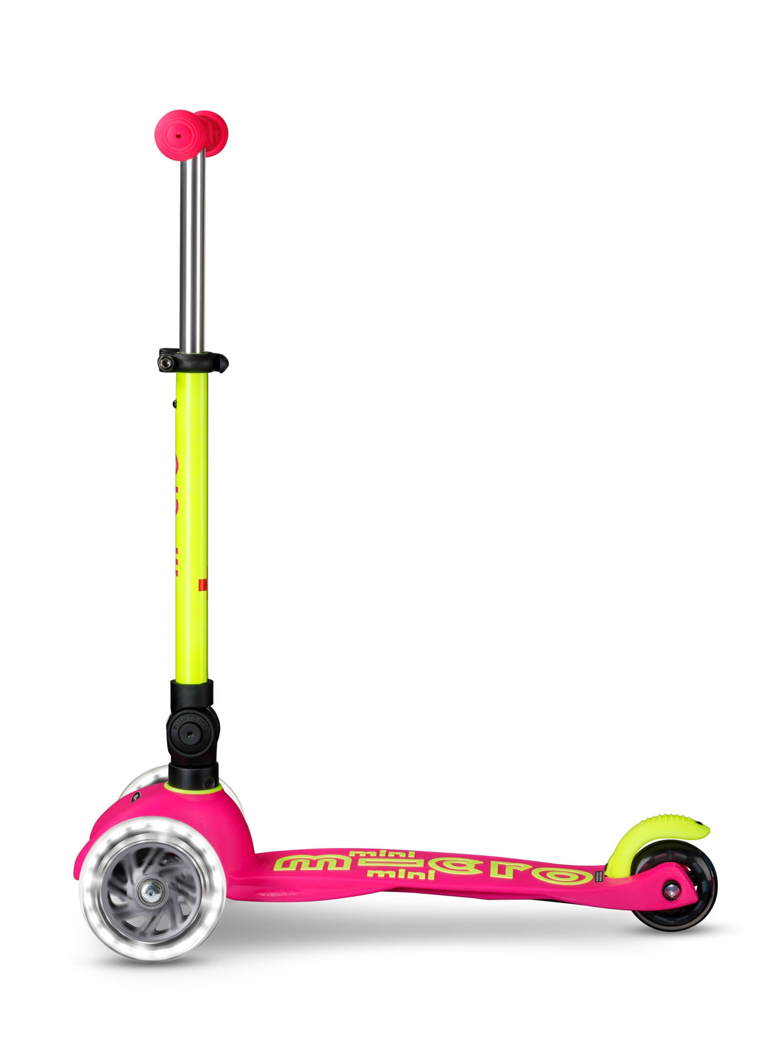 Micro Kickboard Mini Deluxe Foldable LED Scooter Neon Pink/Yellow