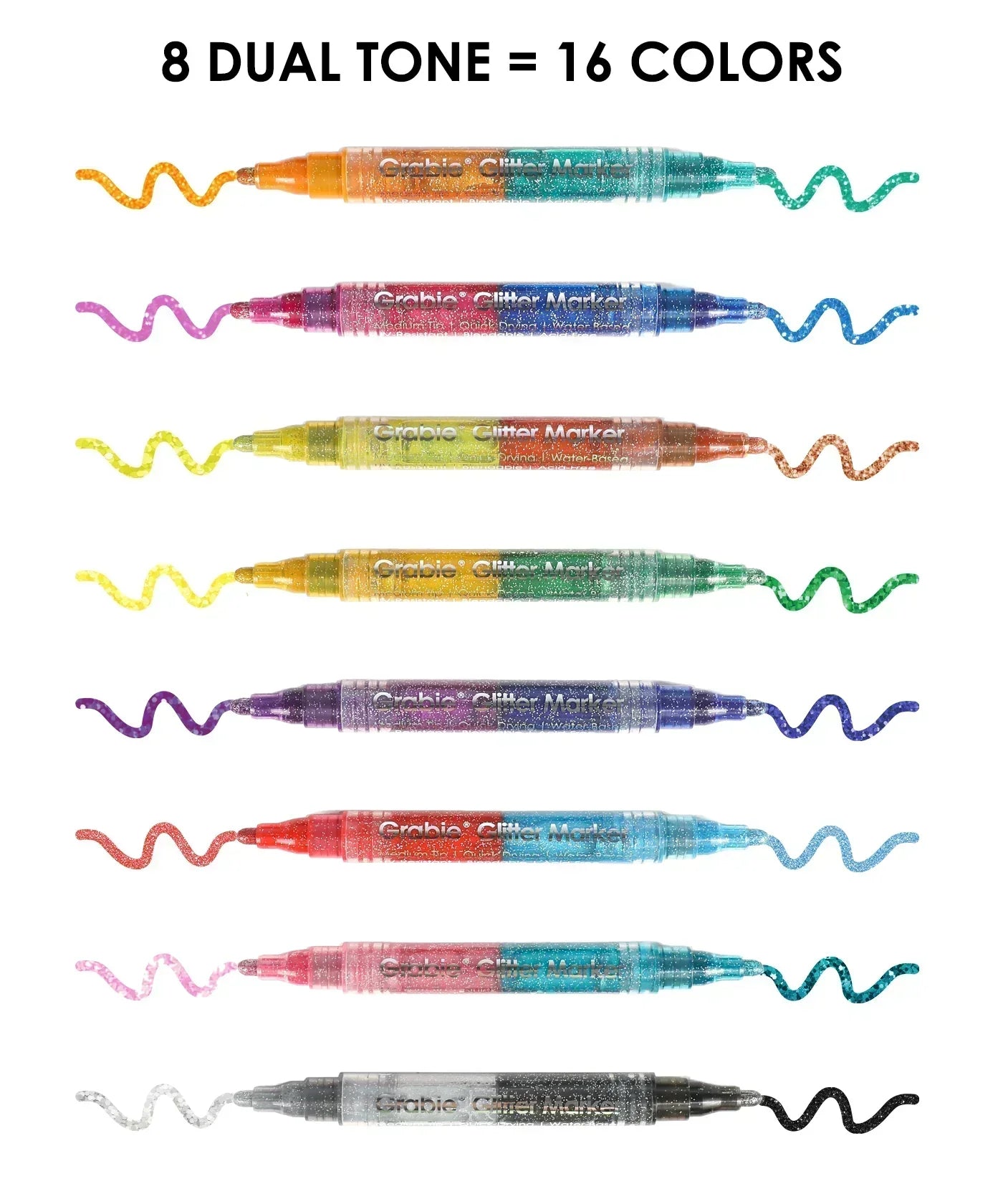 Dual Tone Iridescent Glitter Acrylic Paint Marker Set