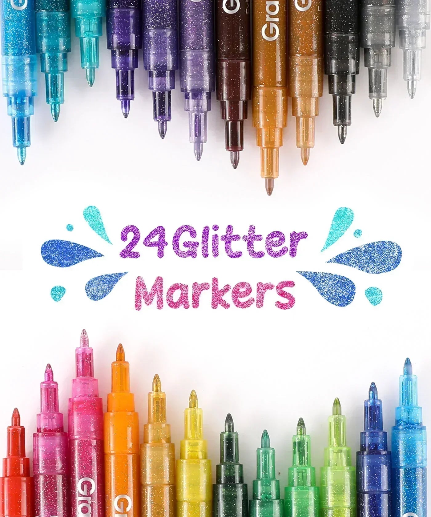 Iridescent Glitter Acrylic Paint Marker Set Of 24