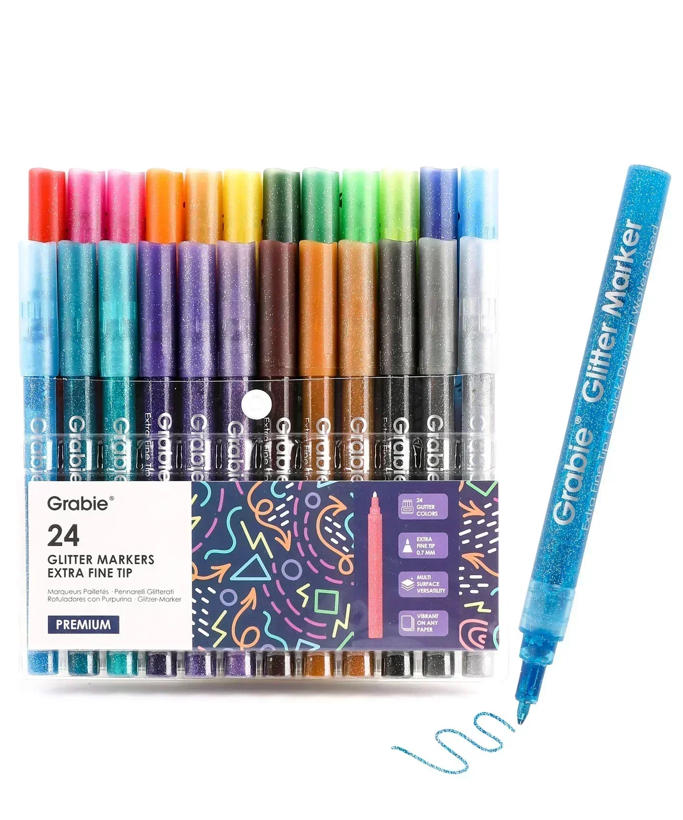 Iridescent Glitter Acrylic Paint Marker Set Of 24