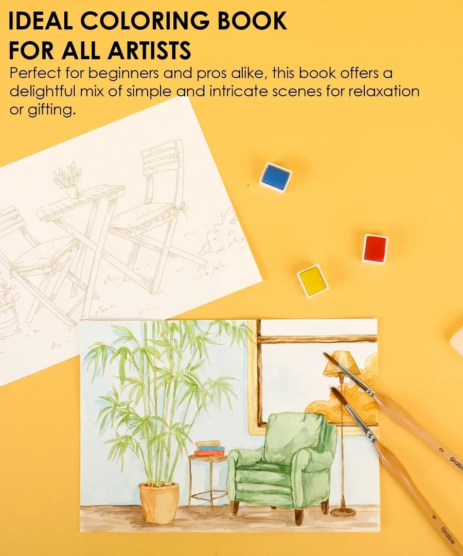 Essential Watercolor Coloring Book 15 Sheets