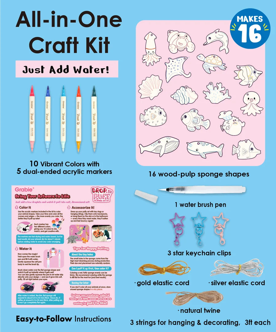 Under the Sea Drop to Puff 3D Sponge Art Kit