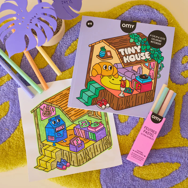 Cozy Art - Calm & Cute Coloring Notebooks: 3 styles - Cozy Art Tiny House
