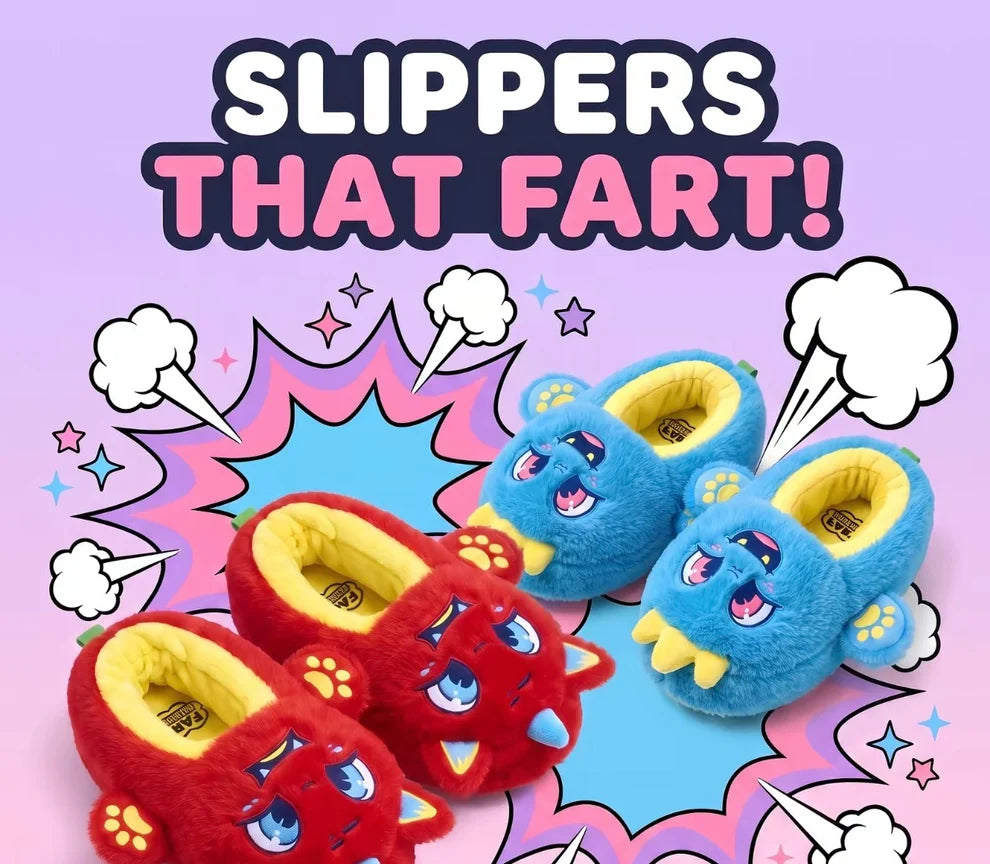 Zipper Fart Monster Slippers – Red, Medium (13/1Y)