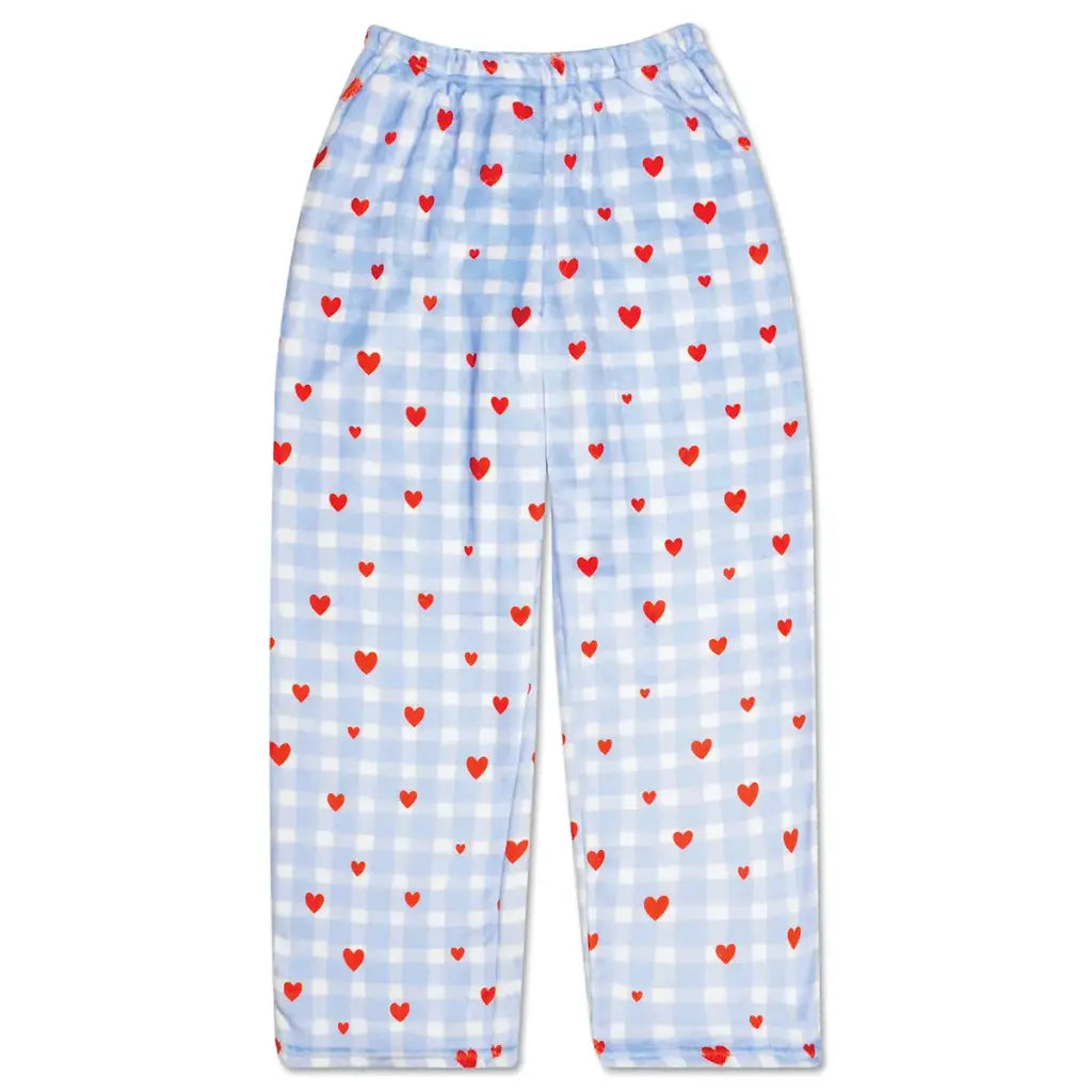 Gingham Hearts Plush Pants - Youth Small (4-6)