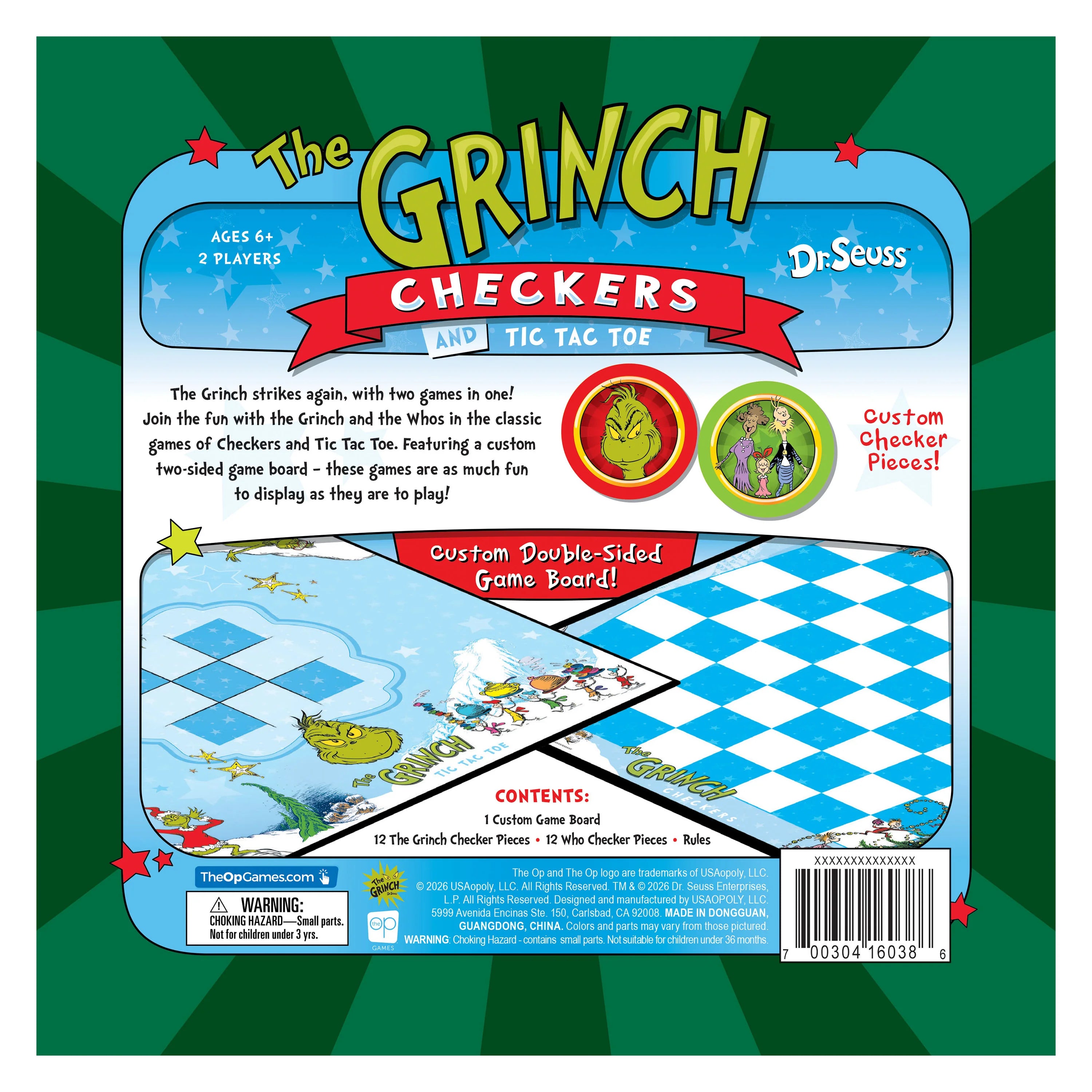 The Grinch Checkers and Tic Tac Toe Tin