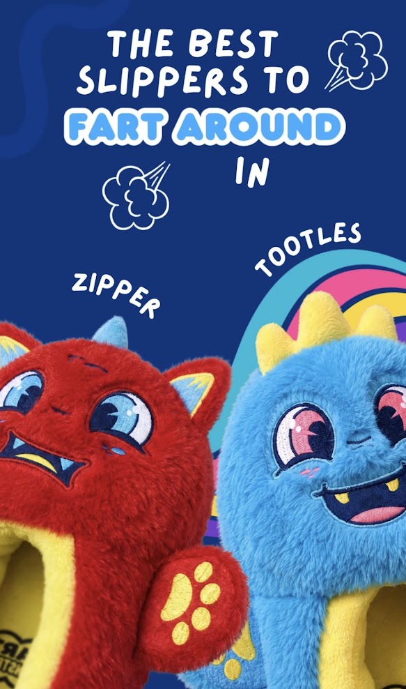 Zipper Fart Monster Slippers – Red, Small (11/12)