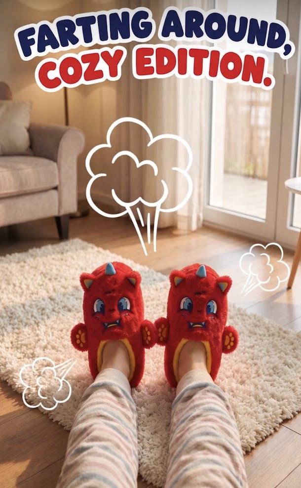 Zipper Fart Monster Slippers –  Blue Large 2Y/3Y