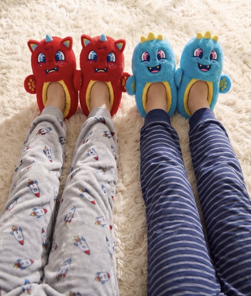 Zipper Fart Monster Slippers – Red, Medium (13/1Y)