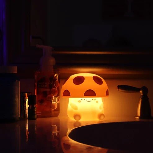 Mushi Ambient Mushroom Night Light - Squishy Silicone USB-C - Pink