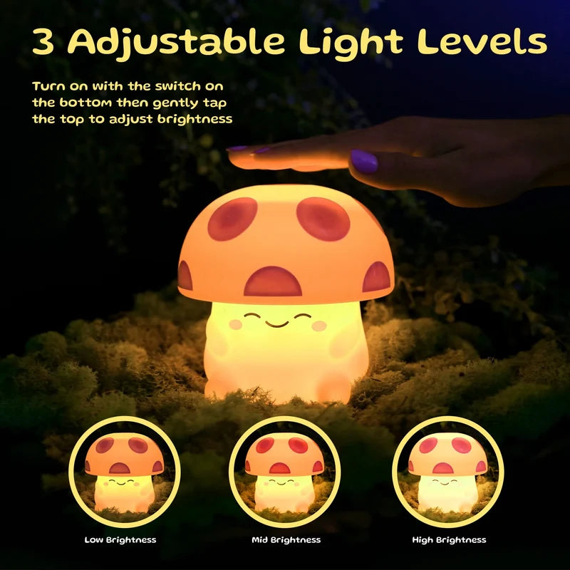 Mushi Ambient Mushroom Night Light - Squishy Silicone USB-C - Blue
