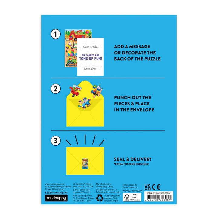 Construction Site Birthday Greeting Card Puzzle