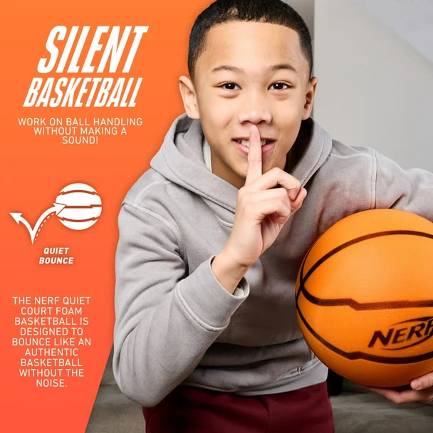 NERF Quietcourt Foam Basketball - Blue/Black 29.5" Official
