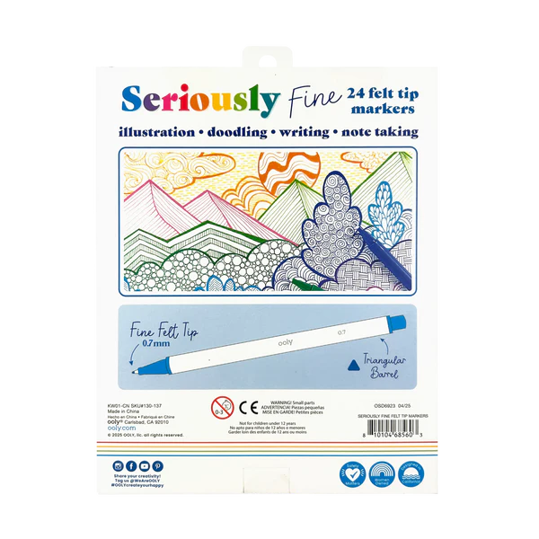 Seriously - Fine Felt Tip Markers Set of 24