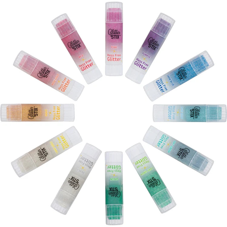 NEW! Glitter Stix, Mess Free Glitter, Set of 12 Colors