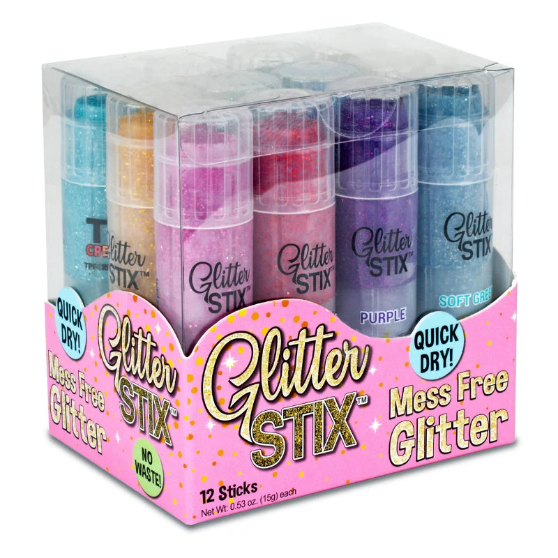 NEW! Glitter Stix, Mess Free Glitter, Set of 12 Colors