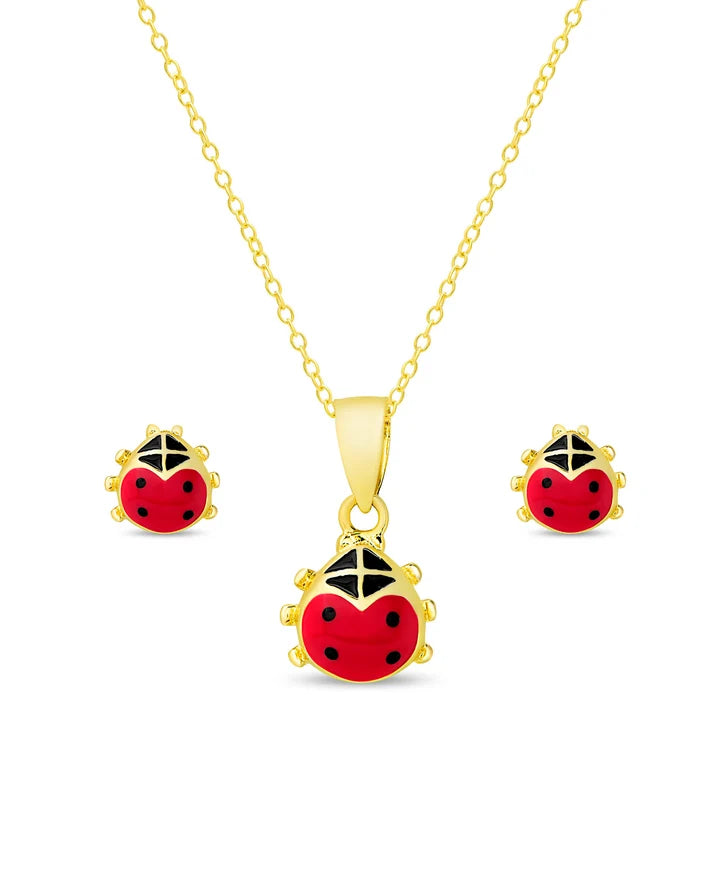 Ladybug Pendant and Stud Earri