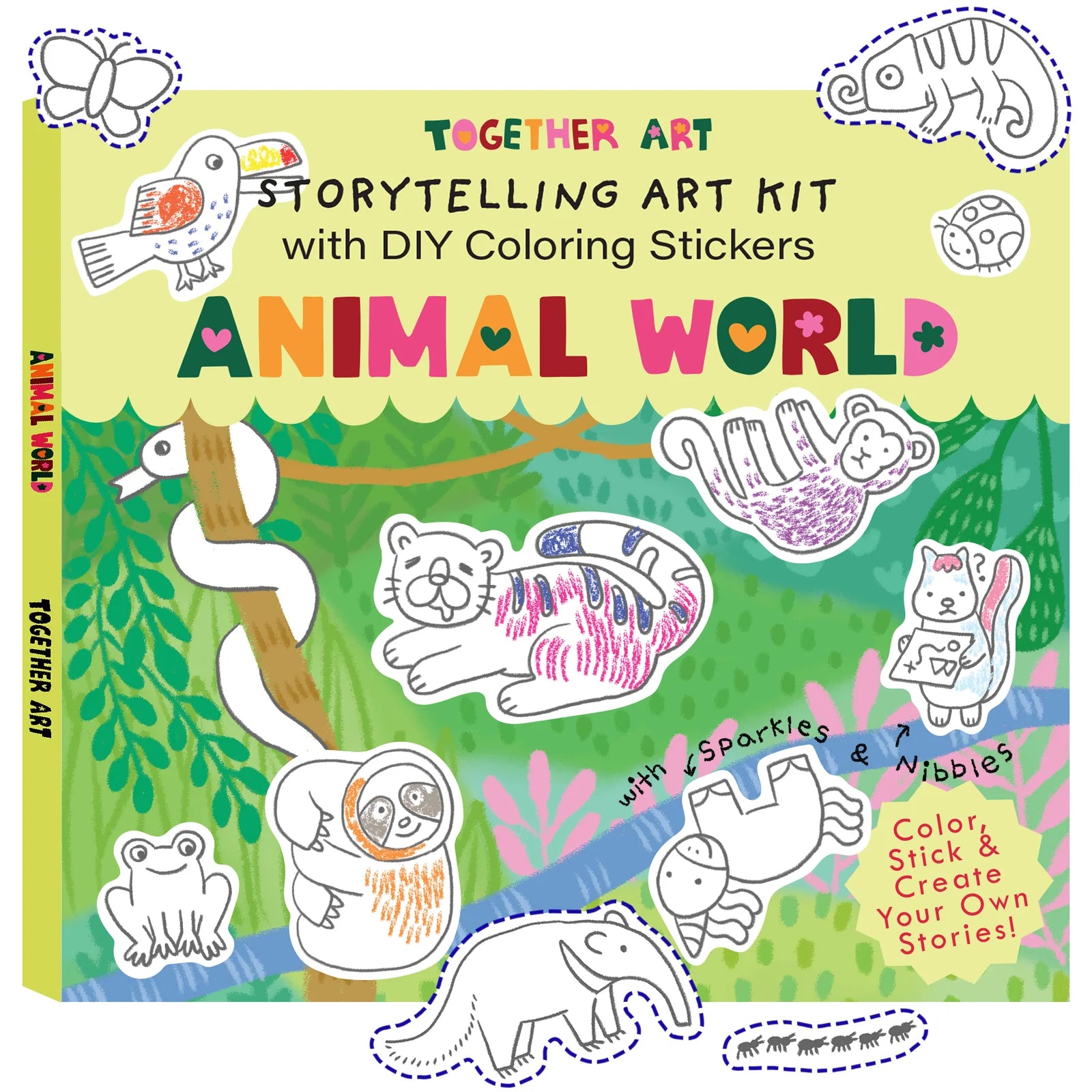 Animal World Storytelling and Coloring Sticker Kit