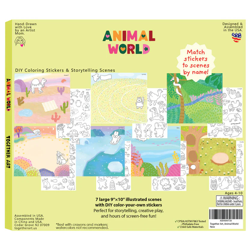 Animal World Storytelling and Coloring Sticker Kit