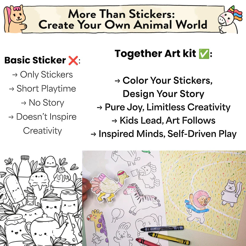 Animal World Storytelling and Coloring Sticker Kit