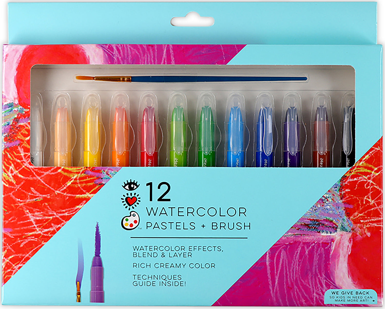 12 Watercolor Pastels+ Brush
