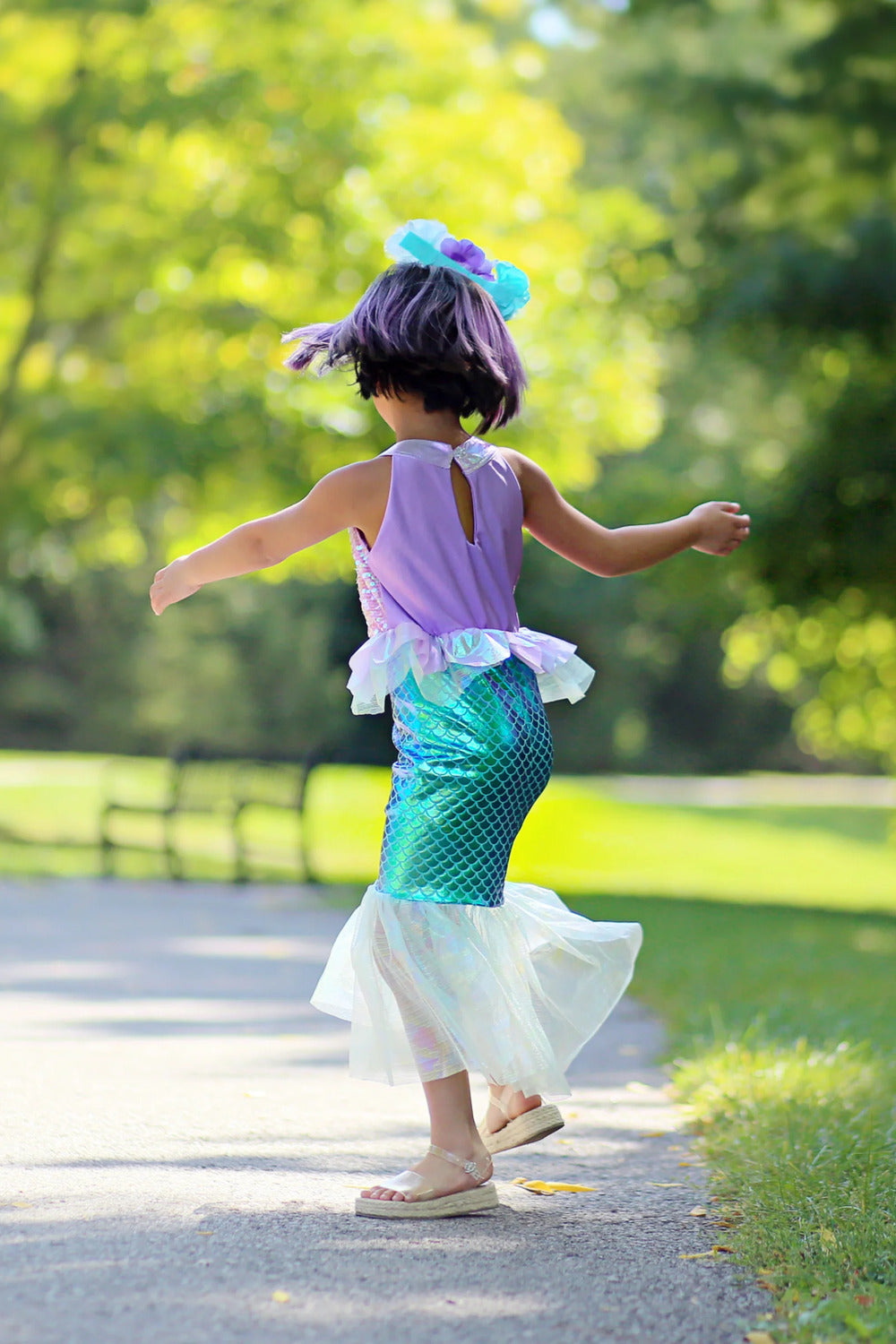 mermaid dress for 5 years girl Mermaid Dress & Headband Blue/Lilac / Size 5-6
