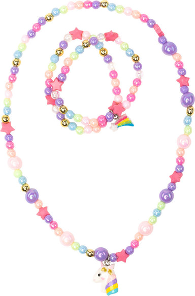 Cheerful Starry Unicorn Necklace Bracelet Set