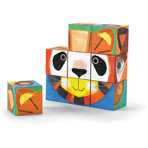 Crocodile Creek Make-A-Face Blocks Animal Mix and Match Block Stacking Sets, 2.5"