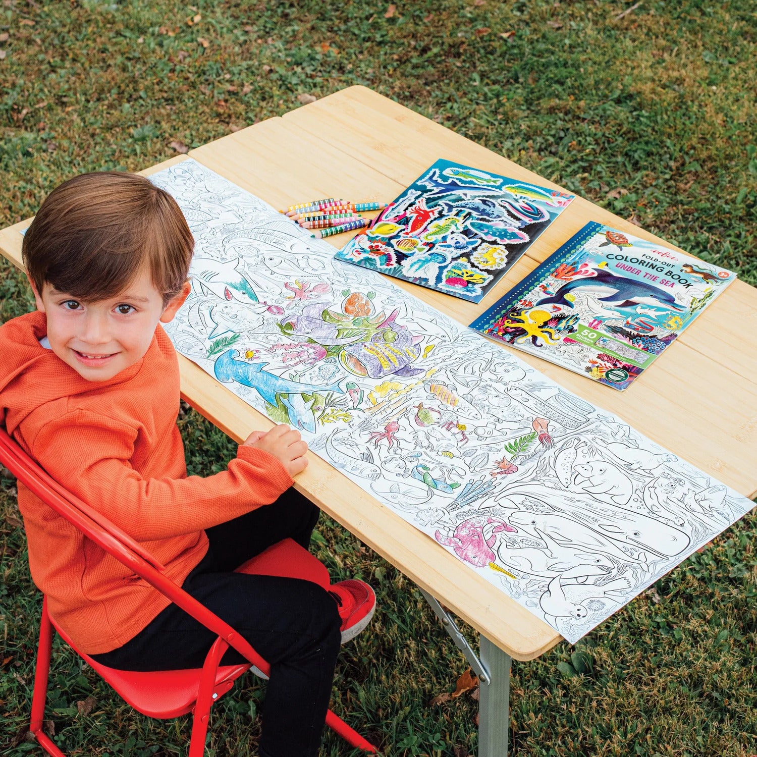 Under the Sea (fold-out coloring book with stickers)
