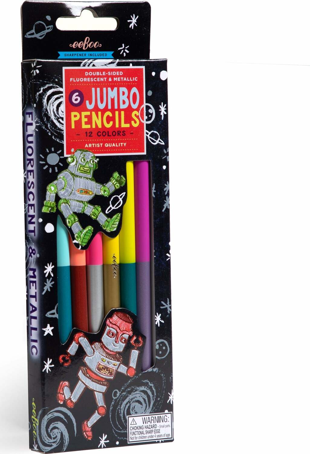 Silver Robot 6 Jumbo Double Sided Pencils