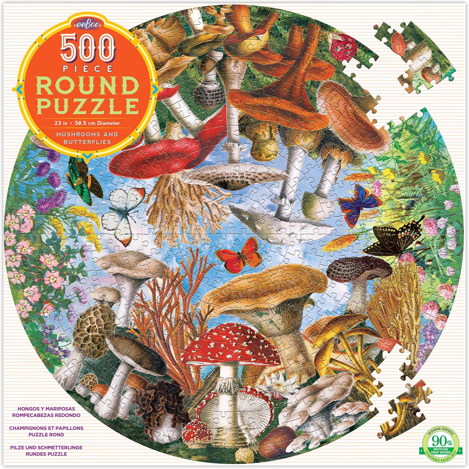 Mushrooms and Butterflies (500 piece round puzzles)
