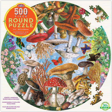 Mushrooms and Butterflies (500 piece round puzzles)